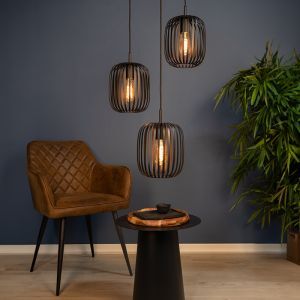 Sort industri pendler lampe stål, Pietro