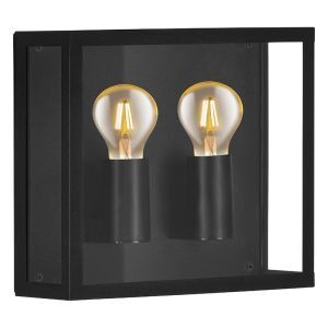 Sort modern udendørslampe aluminium, Alihan, IP44