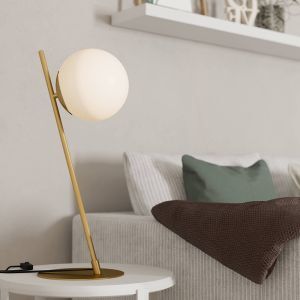 Messing modern bordlampe glas, Polly, med brytare