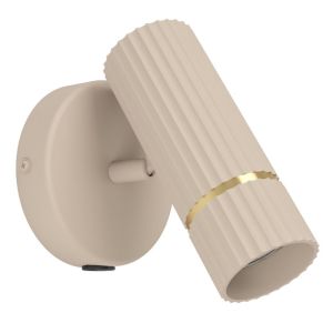 Beige modern væglampe stål, Vahid, med brytare