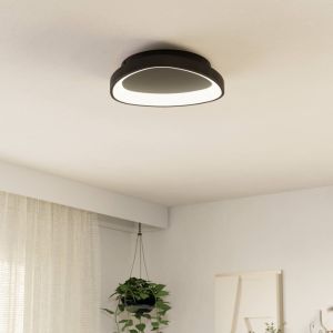 Sort modern loftlampe plast, Shauni, 12W, varm til kold hvid justerbar LED, med fjärrkontroll