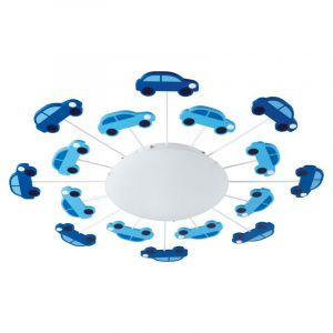 Blå design loftlampe til børneværelse glas, Olle