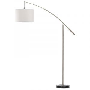 Nikkel modern gulvlampe bue stof, Ralph, med brytare