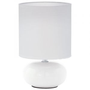 Hvid bordlampe stof, Matthew, med brytare