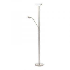 Nikkel design læselampe gulv glas, Brava, 20W, 3000K LED, med brytare