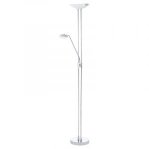 Krom design læselampe gulv glas, Brava, 20W, 3000K LED, med brytare