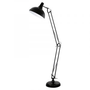 Sort industri gulv lampe metal, Josha, med brytare