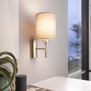 Taupe modern væglampe stof, Abano, med brytare