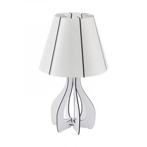 Hvid rustik bordlampe træ, Bergama, med brytare