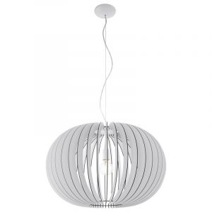 Hvid rustik pendler lampe træ, Kiran