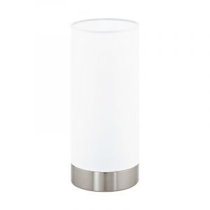 Hvid modern bordlampe stof, Abano, med beröringsdimmer
