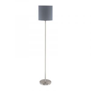 Grå modern gulv lampe stof, Abano, med brytare