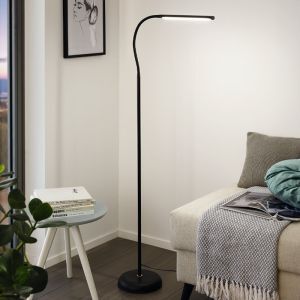 Sort modern gulv lampe plast, Brennan, 5W, 4000K LED, med beröringsdimmer