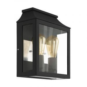 Sort modern udendørslampe aluminium, Lenox, IP44