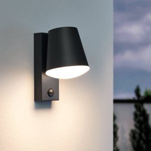 Antracit modern udendørs væglampe med bevægelsessensor metal, Aiden, IP44