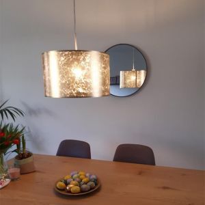 Beige modern pendler lampe stof, Megan