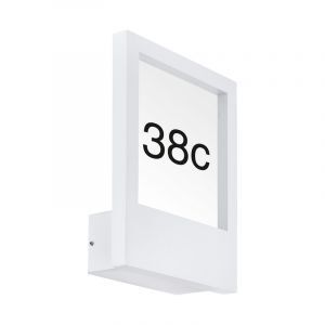 Hvid modern husnummer med lys aluminium, Jovan, IP44