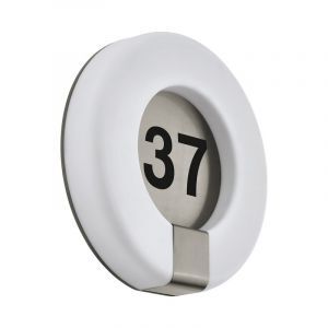 Hvid husnummer med lys plast, Evin, 15W, varm til kold hvid justerbar LED, IP44, med fjärrkontroll