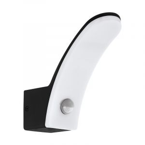 Sort modern udendørs væglampe med bevægelsessensor aluminium, Oskar, 11W, 3000K LED, IP44