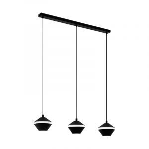 Sort retro pendler lampe stål, Rivelino