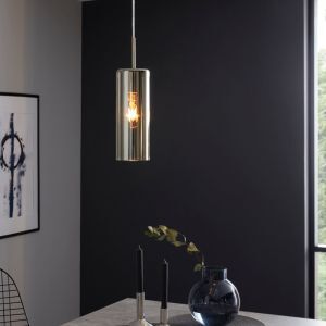 Nikkel design pendler lampe glas, Tino