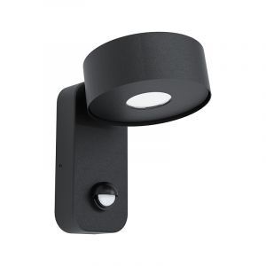 Sort modern udendørs væglampe med bevægelsessensor stål, Liliana, 6W, 3000K LED, IP44