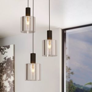 Grå modern pendler lampe glas, Paulina