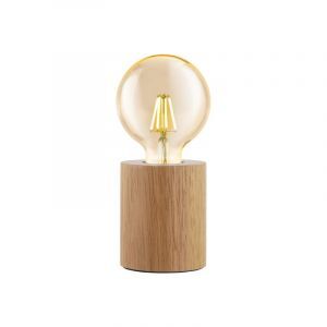 Træ bordlampe brun, Yannic, med brytare