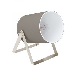 Nikkel rustik bordlampe stål, Yvana, med brytare