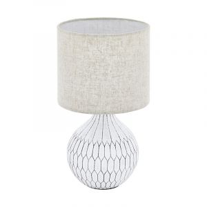 Keramik bordlampe hvid, Angele, med brytare