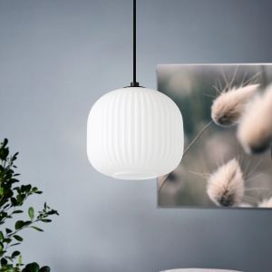 Hvid retro pendler lampe glas, Elvera