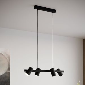 Sort modern pendler lampe stål, Patrice