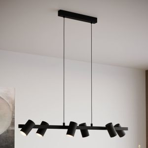 Sort modern pendler lampe stål, Patrice