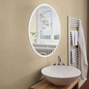 Grå modern spejl med lys glas, Bibi, 15,3W, 4000K LED, IP44, med brytare