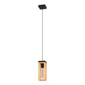 Træ pendler lampe brun, Jasmina, med brytare