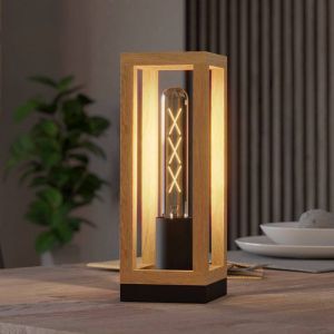 Træ bordlampe brun, Jasmina, med brytare