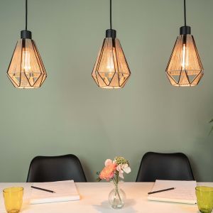 Brun rustik pendler lampe stål, Yessica