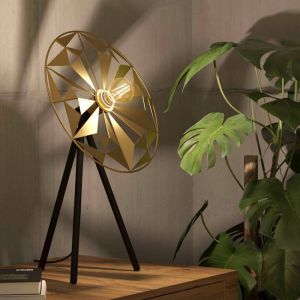 Guld retro bordlampe aluminium, Thiemen, med brytare