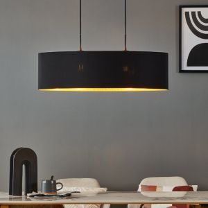 Sort modern pendler lampe stof, Kelsey