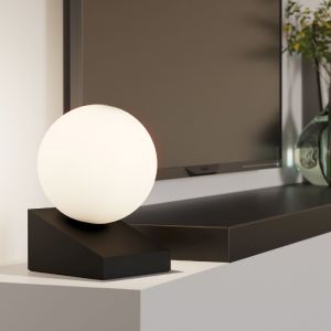 Sort bordlampe glas, Wesly, med brytare