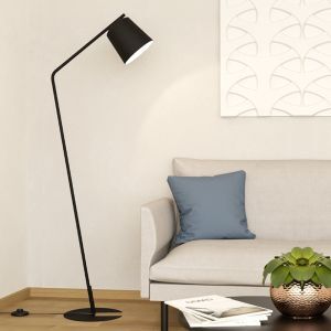 Sort industri gulv lampe aluminium, Jasmyn, med brytare
