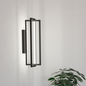 Sort modern væglampe aluminium, Lianne, 15,5W, varm til kold hvid justerbar LED, 3 trins lysdæmper
