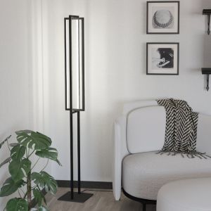 Sort modern gulv lampe aluminium, Lianne, 34W, varm til kold hvid justerbar LED, 3 trins lysdæmper