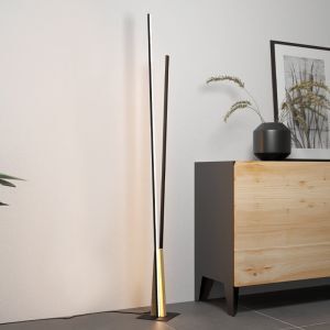Sort modern gulv lampe aluminium, Leintje, 12,8W, 3000K LED, med brytare