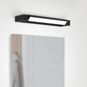 Sort modern spejllampe aluminium, Shukri, 8,9W, 4000K LED, IP44