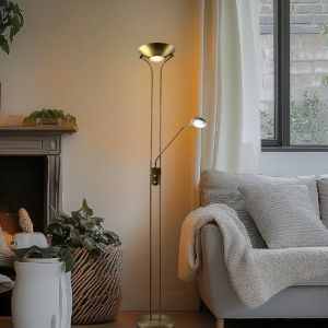 Modern læselampe gulv messing, Salvador, 18W, 3000K LED, med brytare