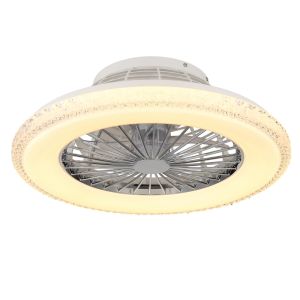 Krom design loftventilator plast, Lammechien, 40W, varm til kold hvid justerbar LED, med fjärrkontroll