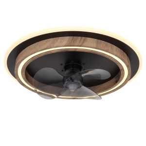 Brun modern loftventilator plast, Lamine, 32W, varm til kold hvid justerbar LED, med fjärrkontroll