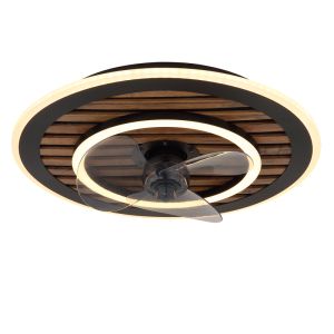 Sort design loftventilator metal, Maha, 36W, varm til kold hvid justerbar LED, med fjärrkontroll