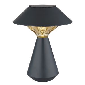 Sort modern solcelle bordlampe udendørs plast, Nasr, 0,06W, 3000K LED, IP44, med brytare